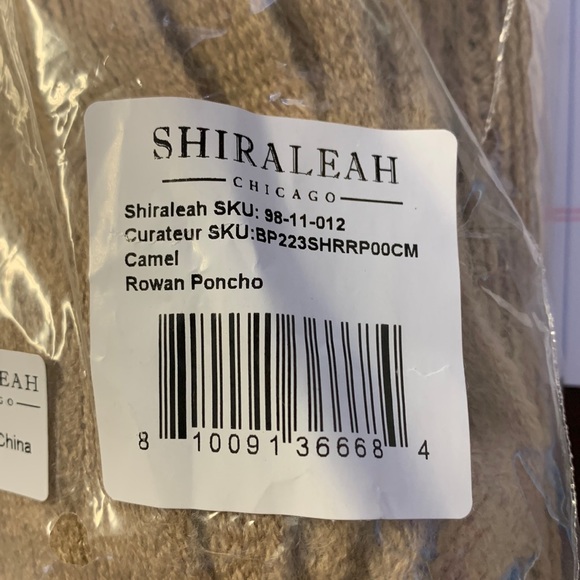 New! Classy neutral knit Shiraleah Camel Rowan Poncho sweater open tan NWT - Picture 7 of 10